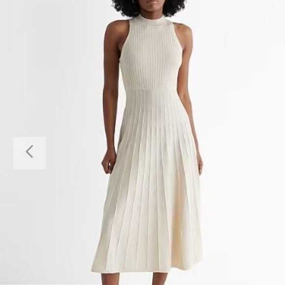 NWT Express Pleated Mock Neck Midi Sweater Dress - size XL - Picture 1 of 3